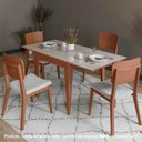 Ver imagem 1 de Mesa de Jantar Tock 80cm Extensível 1,60m em Madeira Maciça Imbuia Tampo Vidro Off White