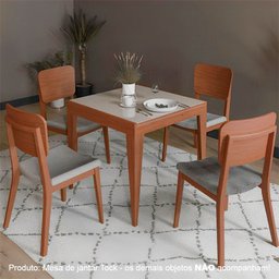 Mesa de Jantar Tock 80cm Extensível 1,60m em Madeira Maciça Imbuia Tampo Vidro Off White - 2