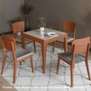 Ver imagem 2 de Mesa de Jantar Tock 80cm Extensível 1,60m em Madeira Maciça Imbuia Tampo Vidro Off White