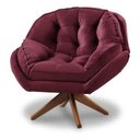 Ver imagem 1 de Poltrona Decorativa Califórnia Giratória Suede Bordo - Fm