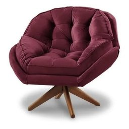Poltrona Decorativa Califórnia Giratória Suede Bordo - Fm - 1