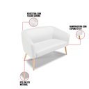 Ver imagem 5 de Kit 01 Namoradeira 02 Lugares e 02 Poltronas Stella Corino Pés Palito Natural - D’Rossi - Branco
