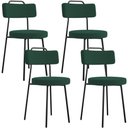 Ver imagem 1 de Kit 04 Cadeiras Decorativas Estofada Para Sala De Jantar Barcelona L02 Bouclê Verde - Lyam Decor