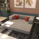 Ver imagem 2 de Sofá Modular Dobrável 3 em 1 Puff Sofá Cama Confortável em Espuma Alta Densidade - Cinza