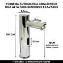 Ver imagem 3 de Torneira Automática Sensor para Banheiros Lavabos Bica Baixa