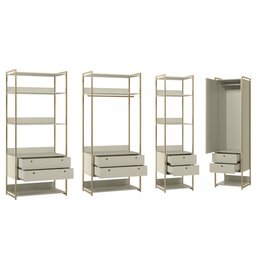 Closet Industrial 1 Porta 8 Gavetas Off White 17516 - Olivar Móveis - 2