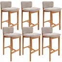Ver imagem 1 de Kit 06 Banquetas Alta para Cozinha Sala de Jantar Bar Dara L02 Bouclê Creme - Lyam Decor