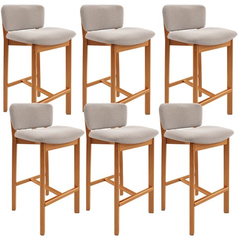 Kit 06 Banquetas Alta para Cozinha Sala de Jantar Bar Dara L02 Bouclê Creme - Lyam Decor