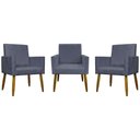 Ver imagem 1 de Kit 3 Poltronas Decorativas Confortáveis Mari - Cinza Suede