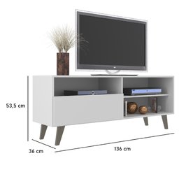 Rack de Tv até 55 Pol. Saragoça com 1 Porta - Branco - 2