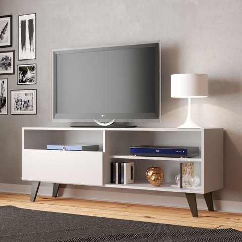 Rack de Tv até 55 Pol. Saragoça com 1 Porta - Branco