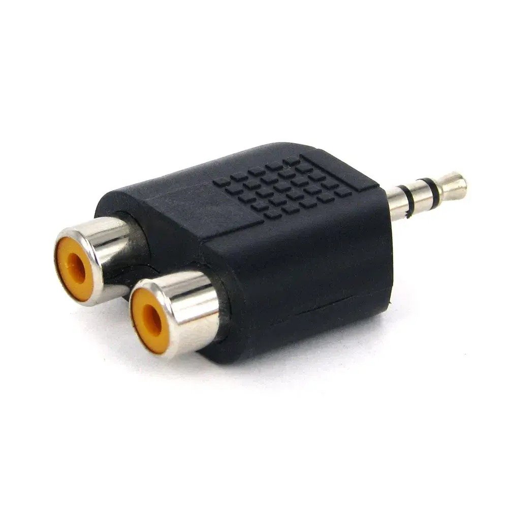 Adaptador Conector P2 Macho para 2x Rca Fêmea Preto - 2