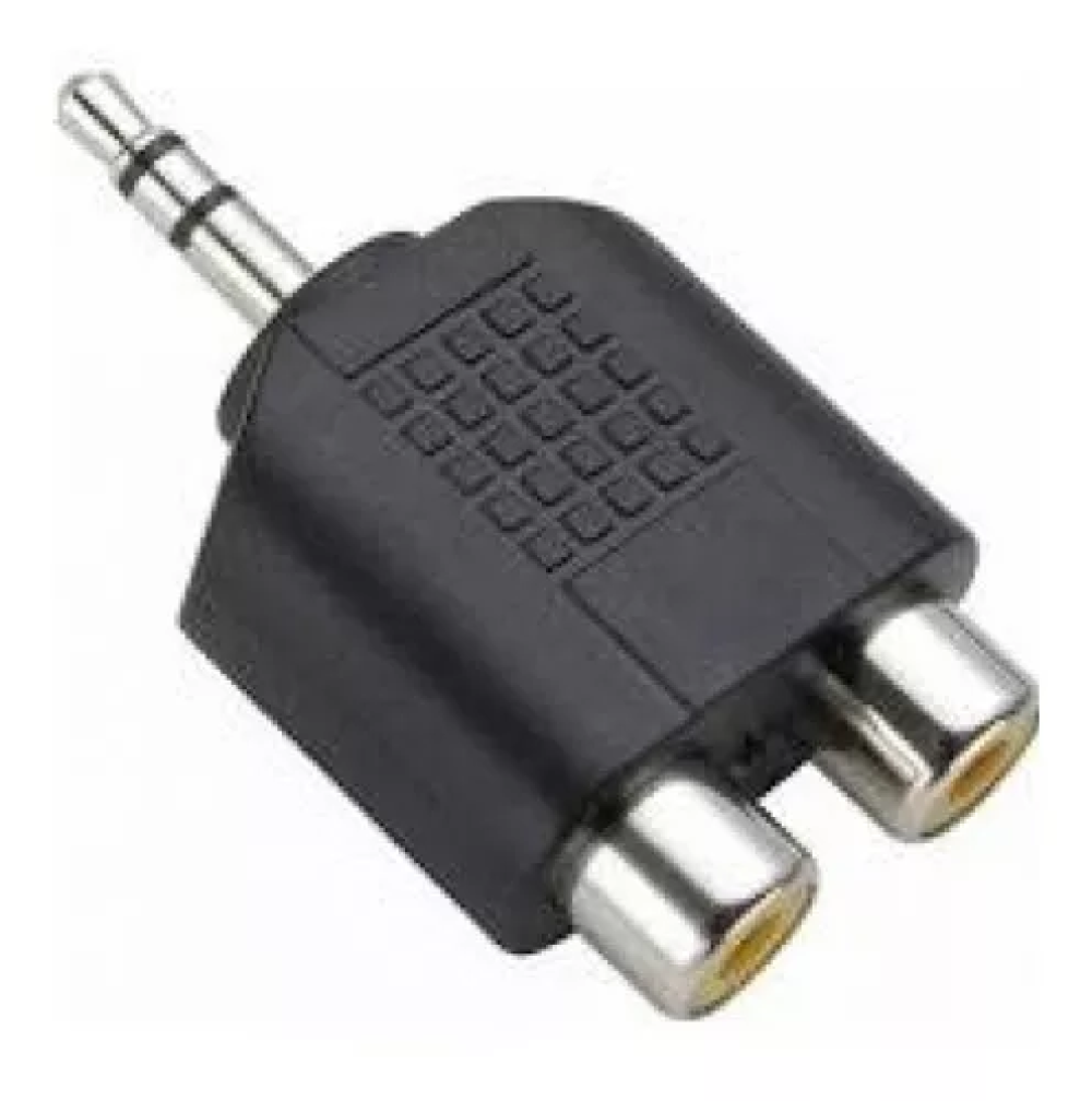 Adaptador Conector P2 Macho para 2x Rca Fêmea Preto - 4