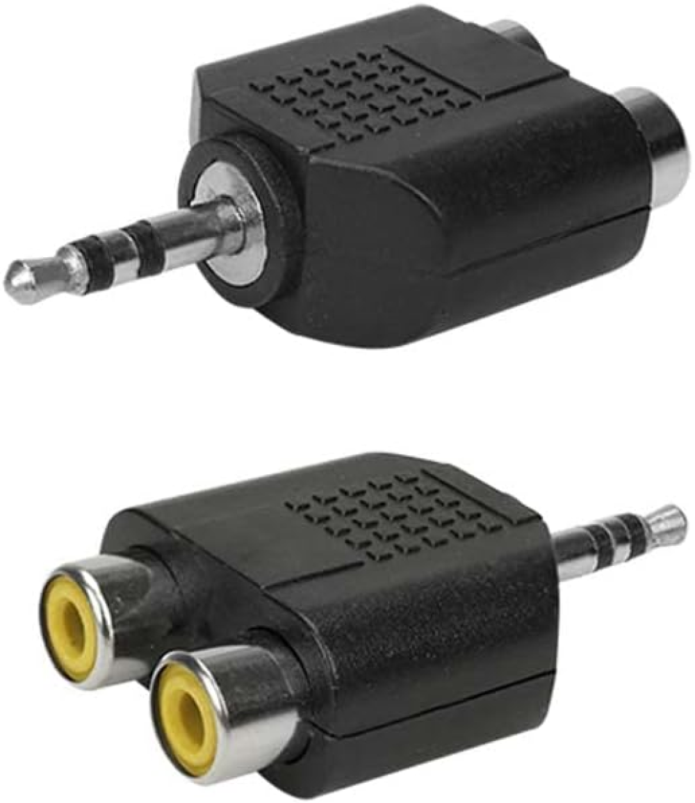 Adaptador Conector P2 Macho para 2x Rca Fêmea Preto - 3