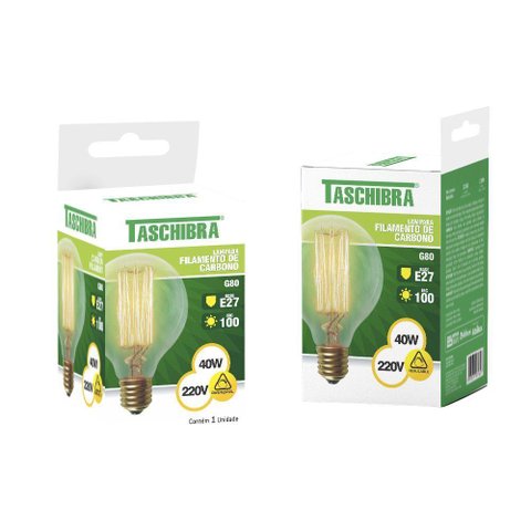 Lâmpada Filamento Carbono Taschibra G80 Retro E27 Âmbar 220v