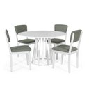 Ver imagem 1 de Mesa de Jantar Redonda Gabi Branca com 4 Cadeiras Estofadas Ella Branco/cinza