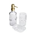 Ver imagem 2 de Conjunto 3 Pçs para Banheiro de Vidro Pierre Dourado Lyor 7056