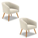 Ver imagem 1 de Kit 2 Poltronas Stella Bouclê Pés Palito Castanho - D'Rossi Cor Bege