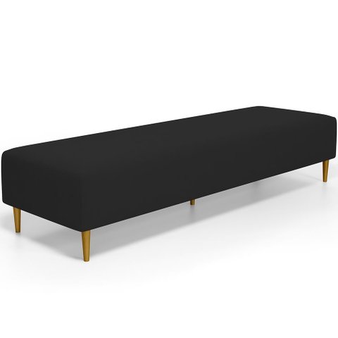 Puff Decorativo Bali W01 Pés Palito 210x60cm Suede Preto - Lyam Decor
