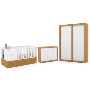 Dormitório Completo Infantil Tutto New 2 Portas de Correr, Cômoda 4 Gavetas, Berço Formare Branco So