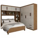 Ver imagem 3 de Guarda-Roupa Casal Modulado com Cama Paradise 10 Portas 6 gavetas freijó/Off White - Panorama Móveis