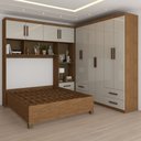 Ver imagem 5 de Guarda-Roupa Casal Modulado com Cama Paradise 10 Portas 6 gavetas freijó/Off White - Panorama Móveis