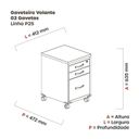 Ver imagem 4 de Gaveteiro Volante 3 Gavetas GVPS03P25TUB com Chave e Rodizio Cinza/Grafito