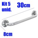 Ver imagem 1 de Kit 5 Barras Alça de Apoio Banheiro Inox 30 cm Idoso Acessibilidade