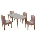 Ver imagem 2 de Mesa de Jantar Copper 120cm Tampo Mdf 4 Cadeiras Moderna Linho Capuccino/off/nat/serig. Off