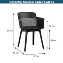 Ver imagem 4 de Kit 4 Cadeiras Mena Marcela Montreal Or Design Almofada em Pu Preto Estrutura em Polipropileno