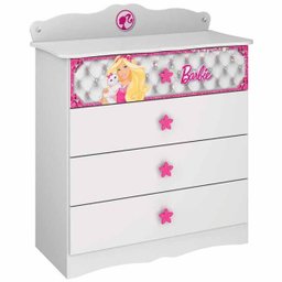 Cômoda Barbie Disney Star 4 Gavetas Pura Magia Branco - 1