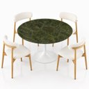 Ver imagem 3 de Mesa de Jantar Saarinen Redonda 150 cm Tampo Mármore Verde Vitória Régia Base Laca Branca
