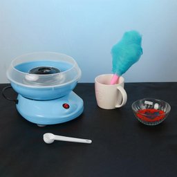 Maquina de Algodão Doce Elétrica Portatil Mini 110v Azul - 3