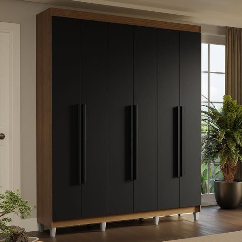 Guarda-Roupa Casal com Pés 6 Portas Batentes Saturno Madesa