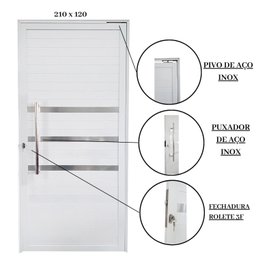 Porta Pivotante de Alumínio 210 x 120cm com Puxador e Friso Veneza Esquadrias Bergamo - 4