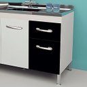 Ver imagem 5 de Gabinete de Cozinha 3 Porta e 1 Porta Armário 114cm Multiuso:Branco/Preto