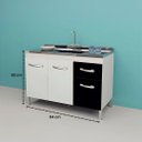 Ver imagem 7 de Gabinete de Cozinha 3 Porta e 1 Porta Armário 114cm Multiuso:Branco/Preto