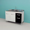 Ver imagem 1 de Gabinete de Cozinha 3 Porta e 1 Porta Armário 114cm Multiuso:Branco/Preto
