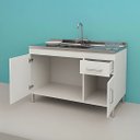 Ver imagem 2 de Gabinete de Cozinha 3 Porta e 1 Porta Armário 114cm Multiuso:Branco/Preto