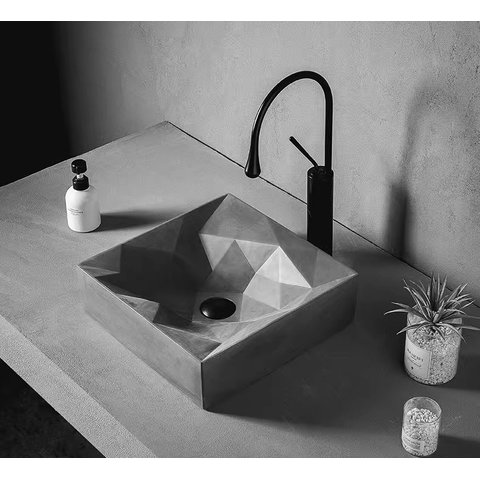 Cuba Evier Cimento Queimado Geométrico Diamond Banheiro