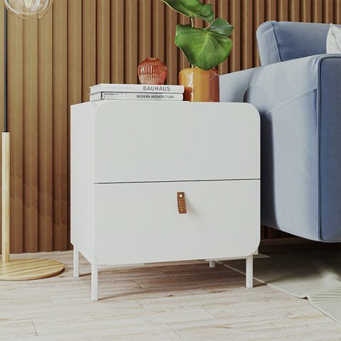 Mesa Lateral 2 Gavetas Branco