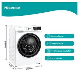 Lava e Seca 11kg Hisense Branca com 11 Programas de Lavagem Steam Wi-fi Wd3s11 Branco 220v - 6