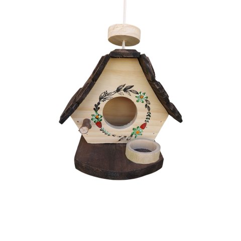 Casinha da Crua Fundo Preto Feita de Madeira - Decoração de Jardim - Casa - Sacada