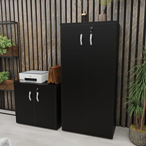 Conjunto de Armários para Escritório Moderno Netmobil - Preto