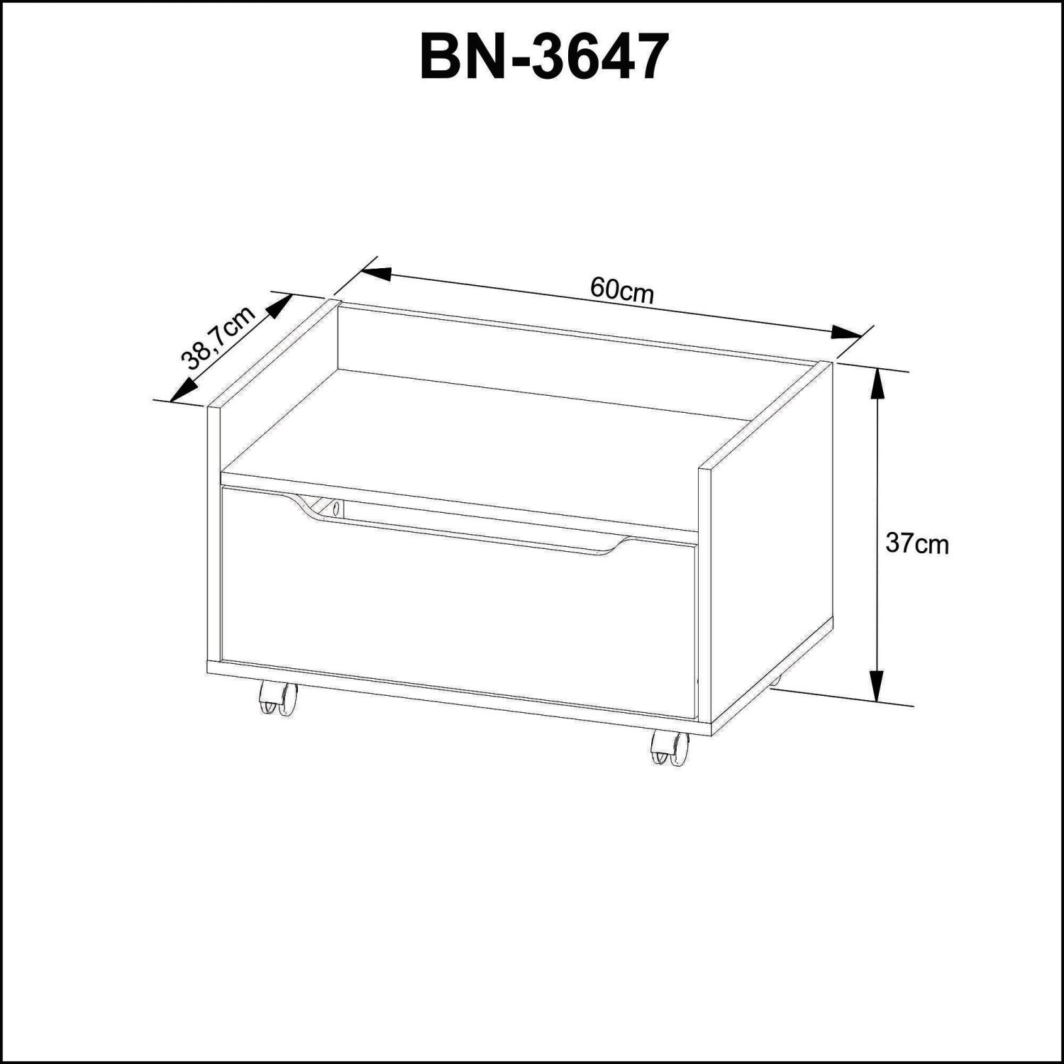 Armário para Banheiro 60cm com 1 Gavetas e Rodízio BN3647 Branco - 5