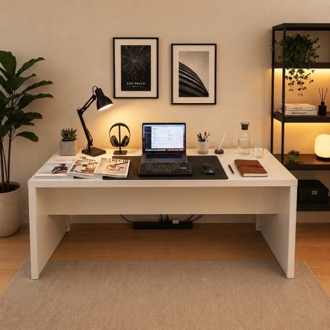 Escrivaninha Mesa Escritório ME4185 2 Lugares 180cm Branco