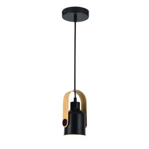Pendente Metal Preto Madeira Yamamura