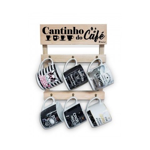 PORTA XICARAS MADEIRA CANTINHO DO CAFE