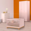 Ver imagem 1 de Conjunto Berço Mini Cama Slim, Cômoda e Guarda Roupa Rosa