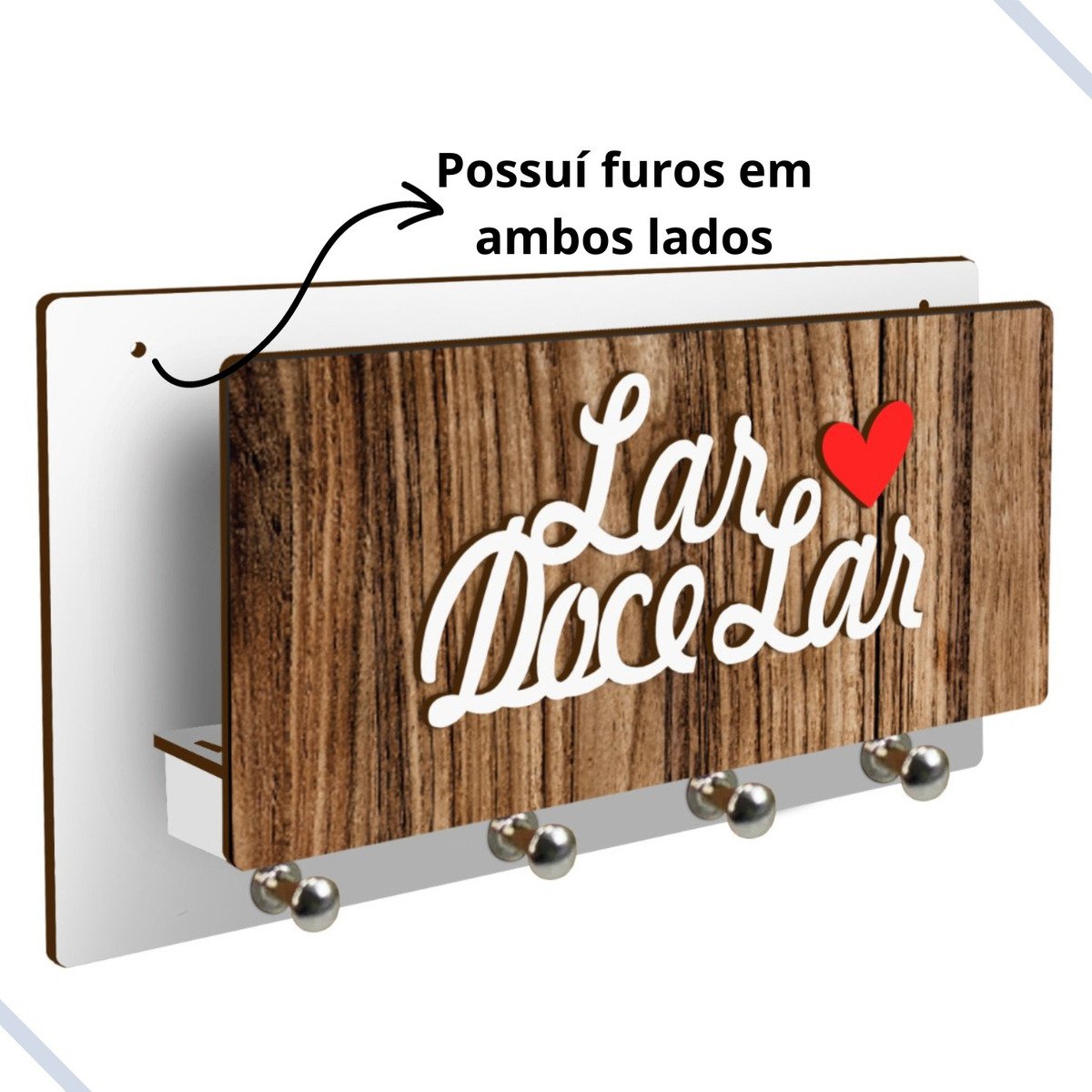 Porta Chaves Carta Organizador de Parede Decorativo em Mdf:04 - 3